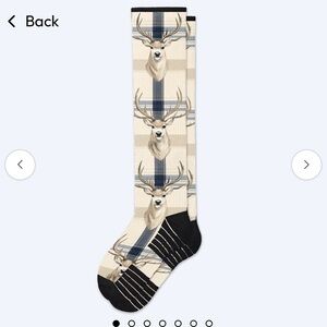 Cream Plaid Deer Compression Socks